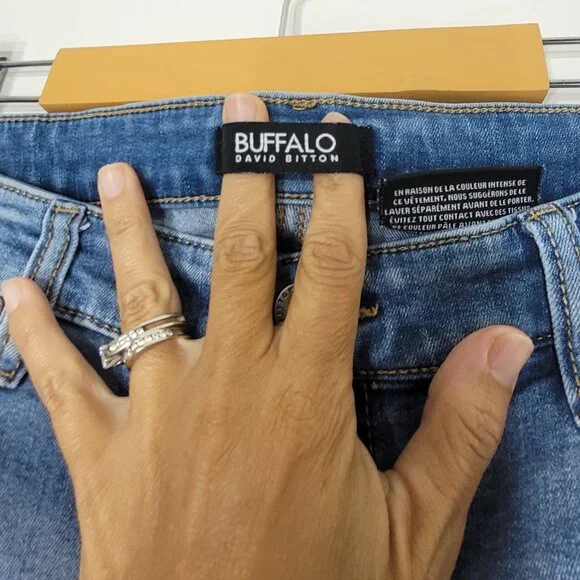 Buffalo David Bitton Blue Cotton Blend High-Rise Slim Fit Stretch Jean Size 10 - Picture 7 of 16